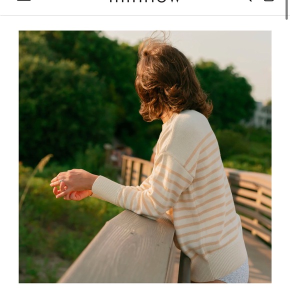 Minnow // Striped Knit Sweater // Cream and Tan Stripe // Mediumm - Picture 4 of 4